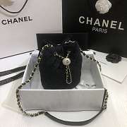 Chanel Strass Drawstring Bucket Bag Velvet Black AS1894 19x13x13cm - 3