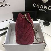 Chanel Strass Drawstring Bucket Bag Velvet Burgundy AS1894 19x13x13cm - 2