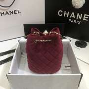 Chanel Strass Drawstring Bucket Bag Velvet Burgundy AS1894 19x13x13cm - 3