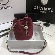 Chanel Strass Drawstring Bucket Bag Velvet Burgundy AS1894 19x13x13cm - 4