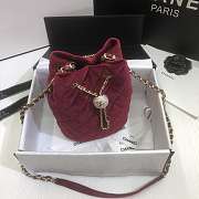 Chanel Strass Drawstring Bucket Bag Velvet Burgundy AS1894 19x13x13cm - 5