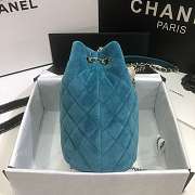 Chanel Strass Drawstring Bucket Bag Velvet Teal Blue AS1894 19x13x13cm - 5