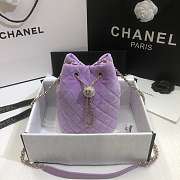 Chanel Strass Drawstring Bucket Bag Velvet Light Purple AS1894 19x13x13cm - 1