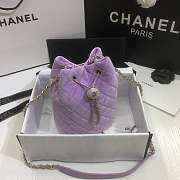 Chanel Strass Drawstring Bucket Bag Velvet Light Purple AS1894 19x13x13cm - 3