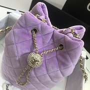 Chanel Strass Drawstring Bucket Bag Velvet Light Purple AS1894 19x13x13cm - 2