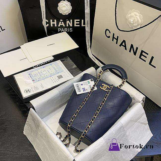 Chanel Chain Handle Bucket Bag Navy AS1362 32x26x15cm - 1