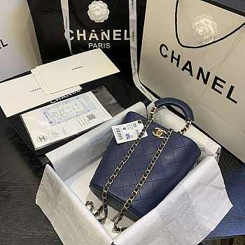 Chanel Chain Handle Bucket Bag Navy AS1362 32x26x15cm