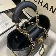 Chanel Chain Handle Bucket Bag Black AS1362 32x26x15cm - 6