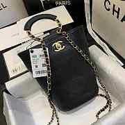 Chanel Chain Handle Bucket Bag Black AS1362 32x26x15cm - 5