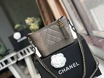 Chanel Small Gabrielle Hobo Bag Aged Calfskin Gray A91810 20x15x8cm