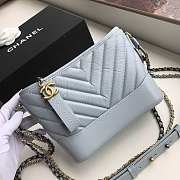 Chanel Small Gabrielle Chevron Hobo Bag Aged Calfskin Light Blue A91810 20x15x8cm - 6
