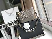 Chanel Small Gabrielle Chevron Hobo Bag Aged Calfskin Gray A91810 20x15x8cm - 1