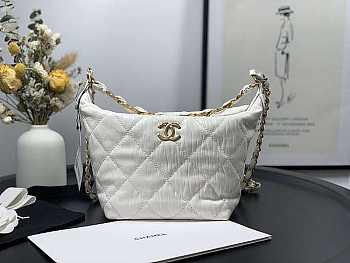 Chanel Hobo Bag White AS2480 15x12.5x18cm