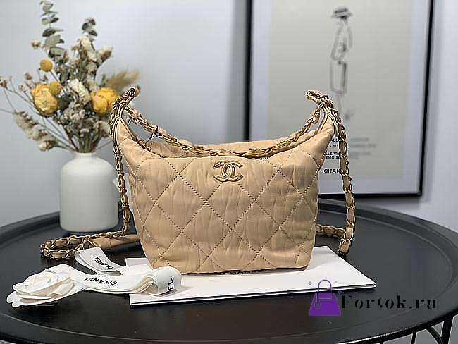 Chanel Hobo Bag Light Beige AS2480 15x12.5x18cm - 1
