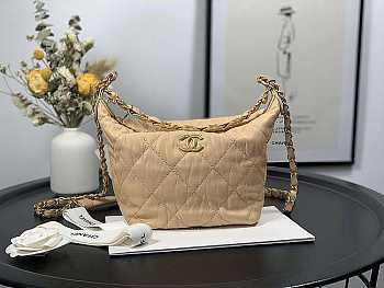 Chanel Hobo Bag Light Beige AS2480 15x12.5x18cm