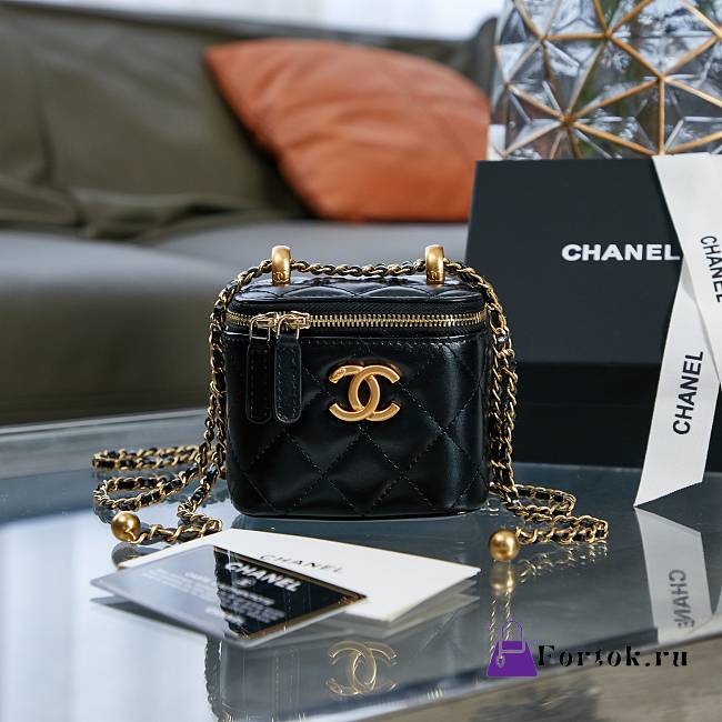 Chanel Small Vanity With Chain Gold-tone Metal Black AP2292 8.5×11×7cm - 1