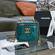 Chanel Small Vanity With Chain Gold-tone Metal Teal AP2292 8.5×11×7cm - 1