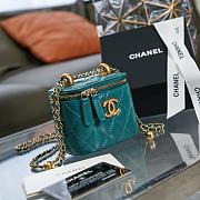Chanel Small Vanity With Chain Gold-tone Metal Teal AP2292 8.5×11×7cm - 3