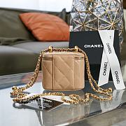 Chanel Small Vanity With Chain Gold-tone Metal Light Beige AP2292 8.5×11×7cm - 3