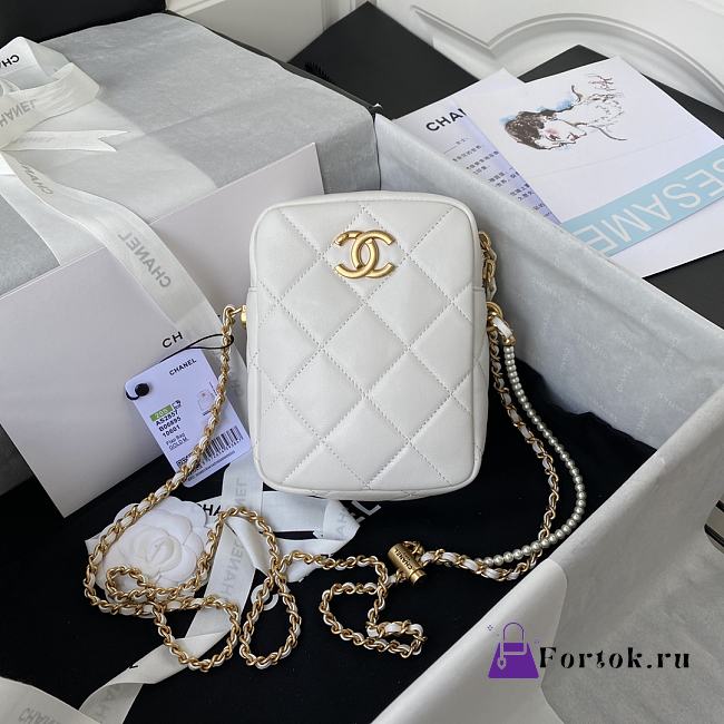 Chanel Mini Camera Case Leather White AS2857 16x12x6cm - 1