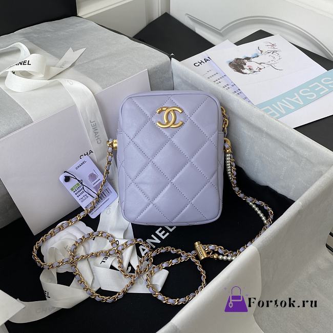 Chanel Mini Camera Case Leather Light Purple AS2857 16x12x6cm - 1