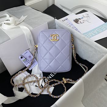 Chanel Mini Camera Case Leather Light Purple AS2857 16x12x6cm