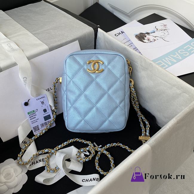 Chanel Mini Camera Case Grained Leather Blue AS2857 16x12x6cm - 1