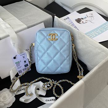 Chanel Mini Camera Case Grained Leather Blue AS2857 16x12x6cm