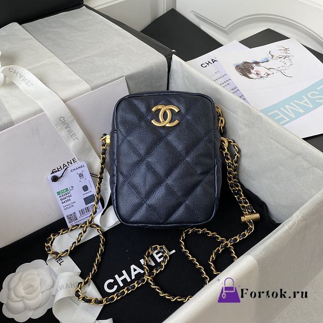 Chanel Mini Camera Case Grained Leather Dark Blue AS2857 16x12x6cm - 1