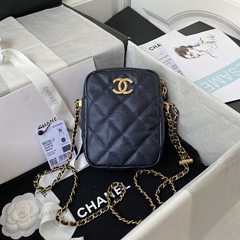 Chanel Mini Camera Case Grained Leather Dark Blue AS2857 16x12x6cm