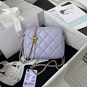 Chanel Mini Camera Case Leather Imitation Pearls Light Purple AS2856 18x14x7cm - 4
