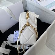 Chanel Mini Camera Case Leather Imitation Pearls Light White AS2856 18x14x7cm - 5