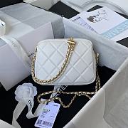 Chanel Mini Camera Case Leather Imitation Pearls Light White AS2856 18x14x7cm - 3