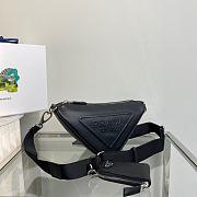 Prada Triangle Shoulder Bag Leather Black 1BH190 26x14x12cm - 3