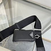 Prada Triangle Shoulder Bag Leather Black 1BH190 26x14x12cm - 5