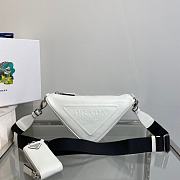 Prada Triangle Shoulder Bag Leather White 1BH190 26x14x12cm - 1