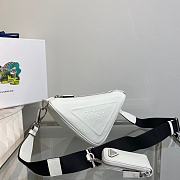 Prada Triangle Shoulder Bag Leather White 1BH190 26x14x12cm - 4