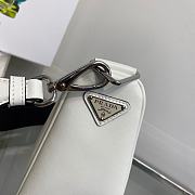 Prada Triangle Shoulder Bag Leather White 1BH190 26x14x12cm - 5