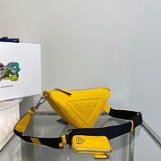 Prada Leather Triangle Shoulder Bag Yellow 1BH190 26x14x12cm - 5