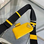 Prada Leather Triangle Shoulder Bag Yellow 1BH190 26x14x12cm - 3