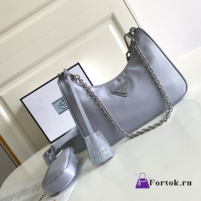 Prada Re-Edition 2005 Nylon Bag Cornflower 1BH204 22x12x6cm - 1