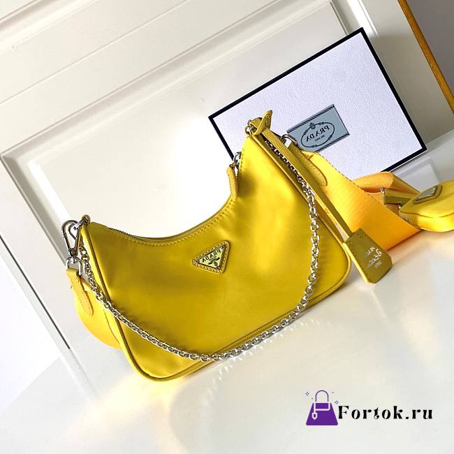 Prada Re-Edition 2005 Nylon Bag Yellow 1BH204 22x12x6cm - 1