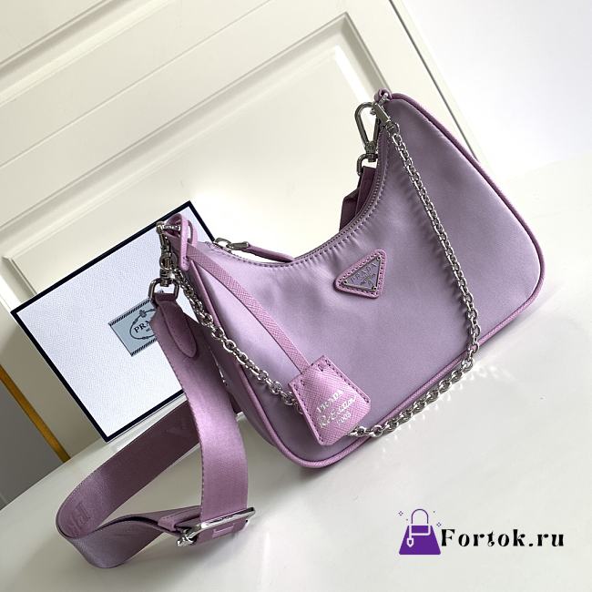 Prada Re-Edition 2005 Nylon Bag Purple 1BH204 22x12x6cm - 1