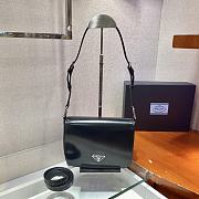 Prada Brushed Leather Shoulder Bag Black 1BD308 21x15x6cm - 1
