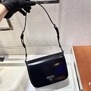 Prada Brushed Leather Shoulder Bag Black 1BD308 21x15x6cm - 4
