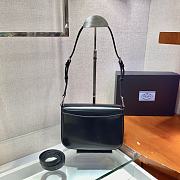 Prada Brushed Leather Shoulder Bag Black 1BD308 21x15x6cm - 3