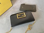 Fendi Wallet On Chain Pouches Leather Black 8BS032AHM0 21.5x3x13cm - 3