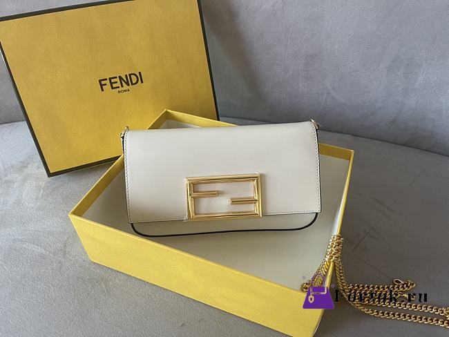 Fendi Wallet On Chain Pouches Leather White 8BS032AHM0 21.5x3x13cm - 1