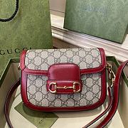 Gucci Mini Horsebit 1955 Bag GG Supreme Canvas Beige/Red 658574 20.5x14x5cm - 1