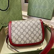 Gucci Mini Horsebit 1955 Bag GG Supreme Canvas Beige/Red 658574 20.5x14x5cm - 4